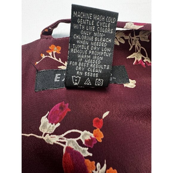 VTG Y2K Express Babydoll Midi Dress Burgundy Floral Moody Romantic Dark Fairy M - Picture 8 of 11